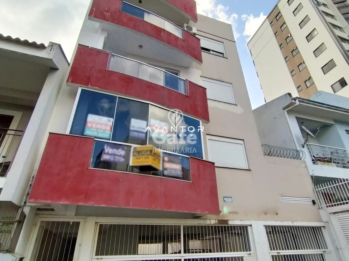 Fachada do prédio com sacadas — Apartamento com 1 quarto à venda em Nossa Senhora de Fátima, Santa Maria/RS