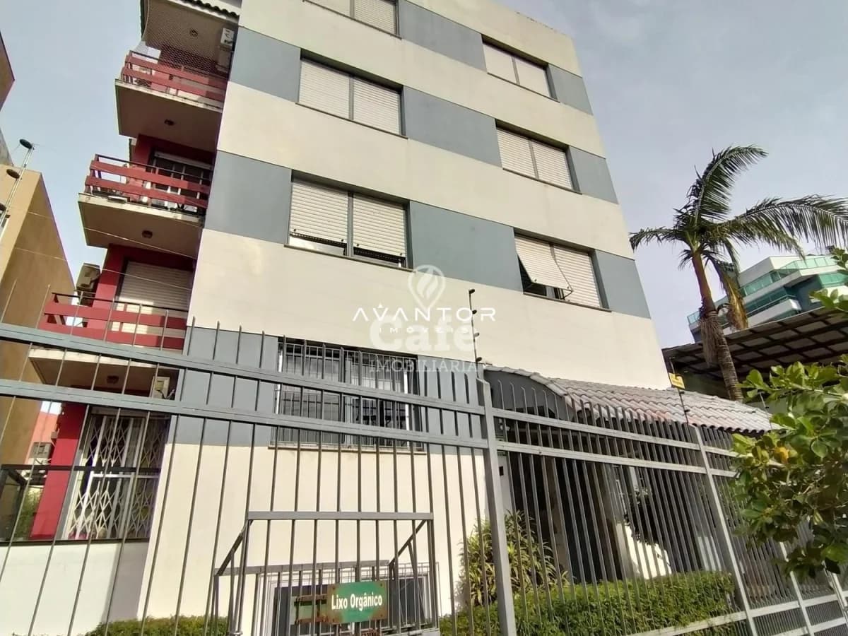 Fachada do prédio com garagem — Apartamento com 1 quarto à venda no Residencial Berlini, em Centro, Santa Maria/RS