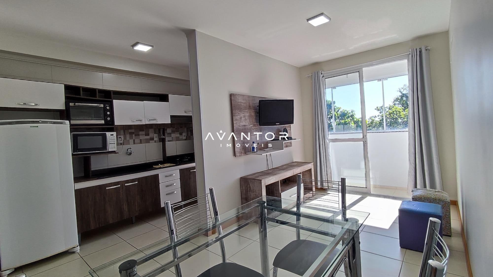 Sala integrada com cozinha e sacada — Apartamento com 1 quarto à venda em Nossa Senhora do Rosário, Santa Maria/RS