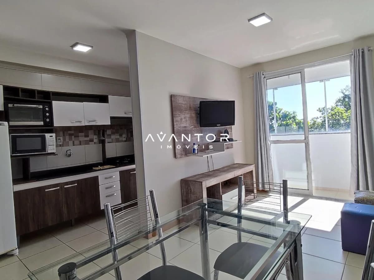 Sala integrada com cozinha e sacada — Apartamento com 1 quarto à venda em Nossa Senhora do Rosário, Santa Maria/RS