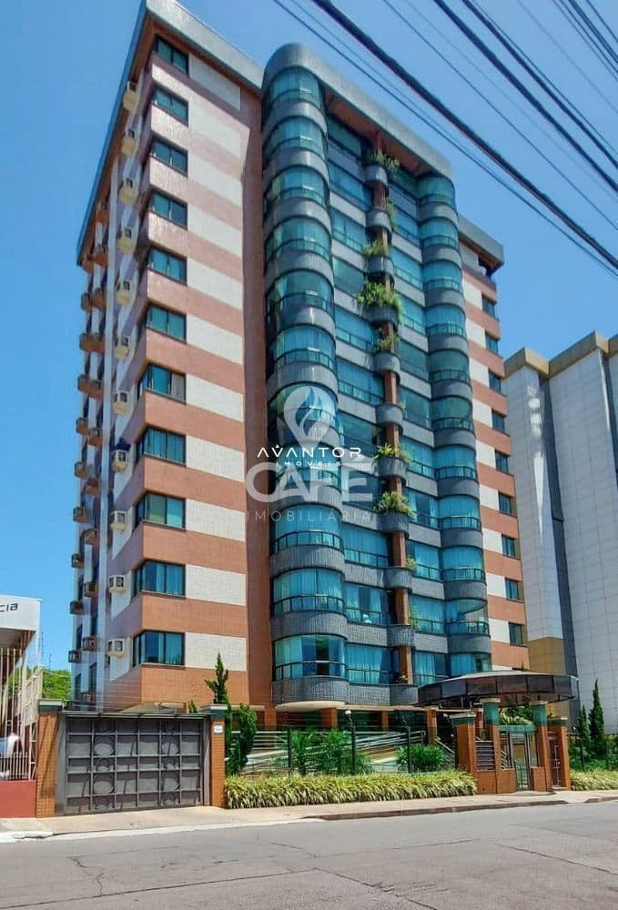 Fachada do prédio com sacadas em vidro — Apartamento com 3 quartos à venda em Nossa Senhora de Fátima, Santa Maria/RS