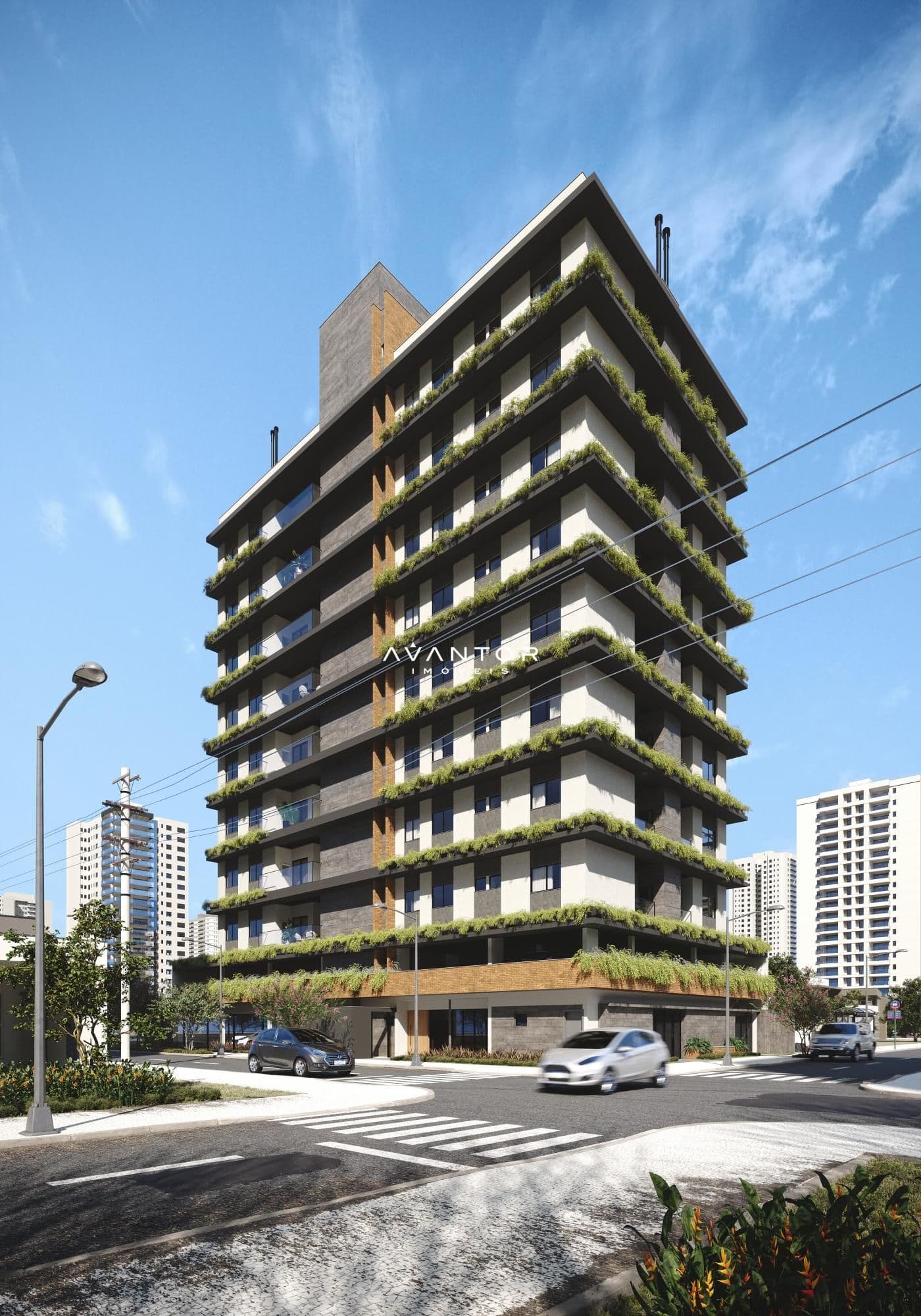 Fachada do prédio com varandas e plantas — Apartamento com 2 quartos à venda em Menino Jesus, Santa Maria/RS