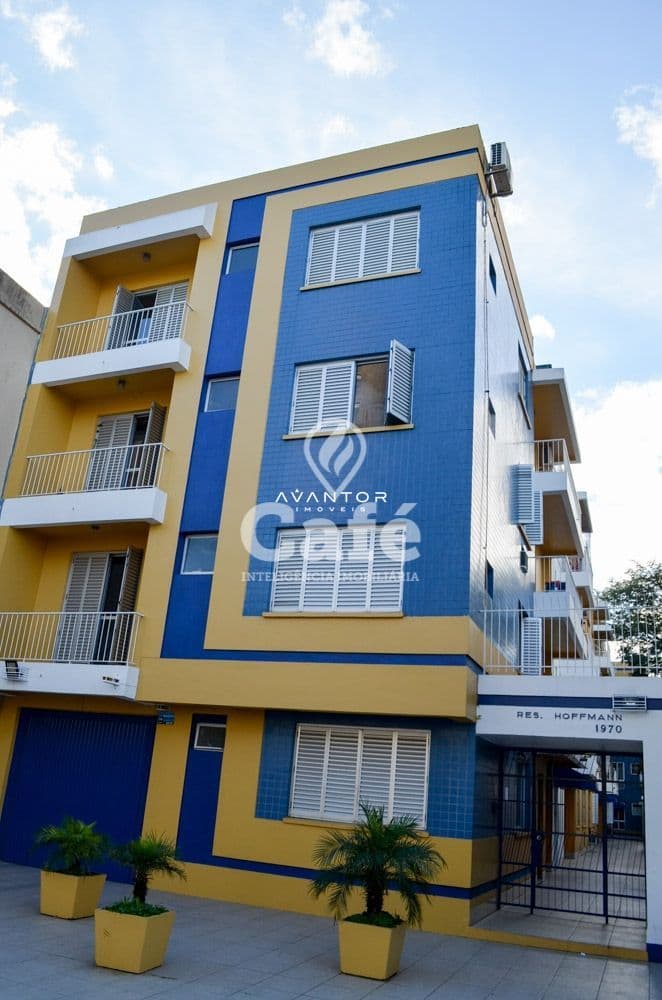 Fachada do prédio com sacadas — Apartamento com 1 quarto à venda no Residencial Hoffmann, em Centro, Santa Maria/RS