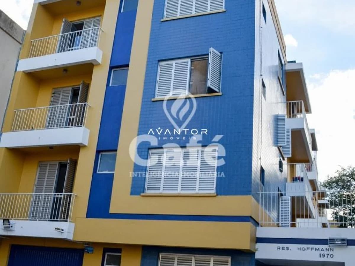 Fachada do prédio com sacadas — Apartamento com 1 quarto à venda no Residencial Hoffmann, em Centro, Santa Maria/RS
