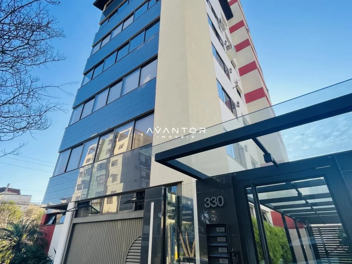 Fachada do prédio com entrada — Apartamento com 3 quartos à venda em Nossa Senhora das Dores, Santa Maria/RS