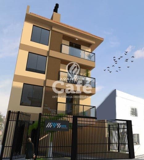 Fachada do prédio com sacadas — Apartamento com 1 quarto à venda em Nossa Senhora do Rosário, Santa Maria/RS