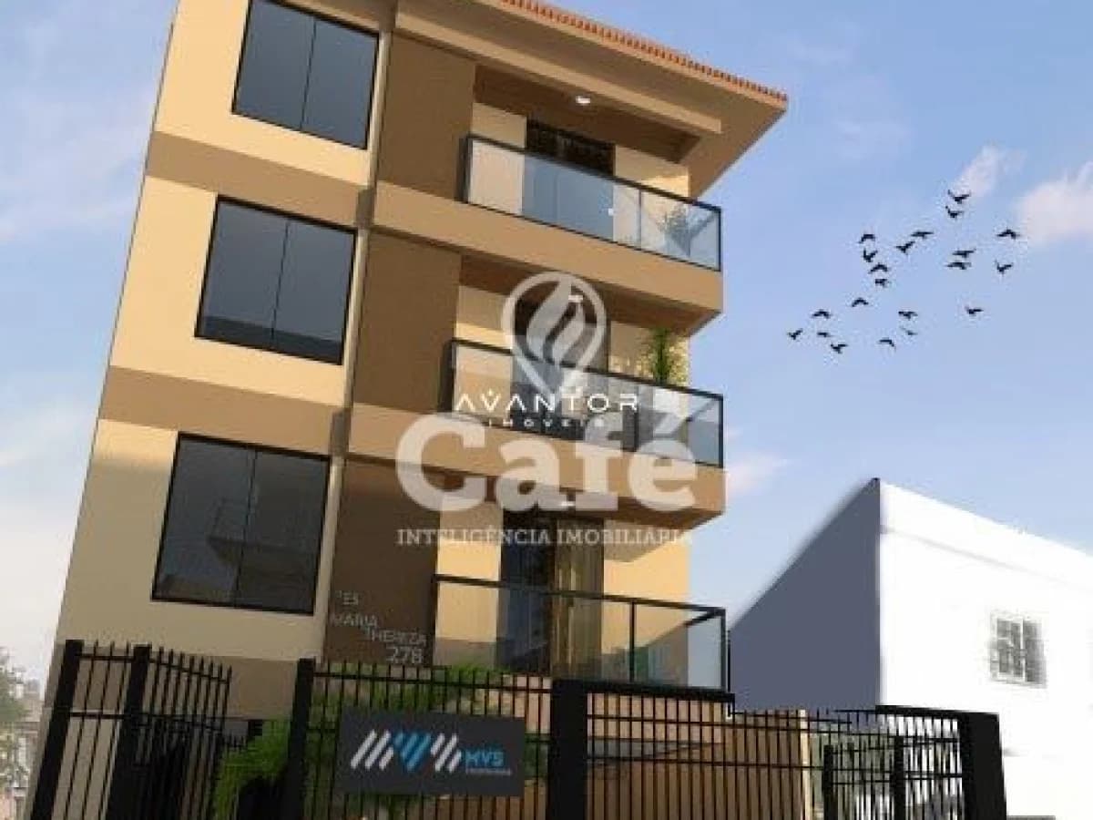 Fachada do prédio com sacadas — Apartamento com 1 quarto à venda em Nossa Senhora do Rosário, Santa Maria/RS