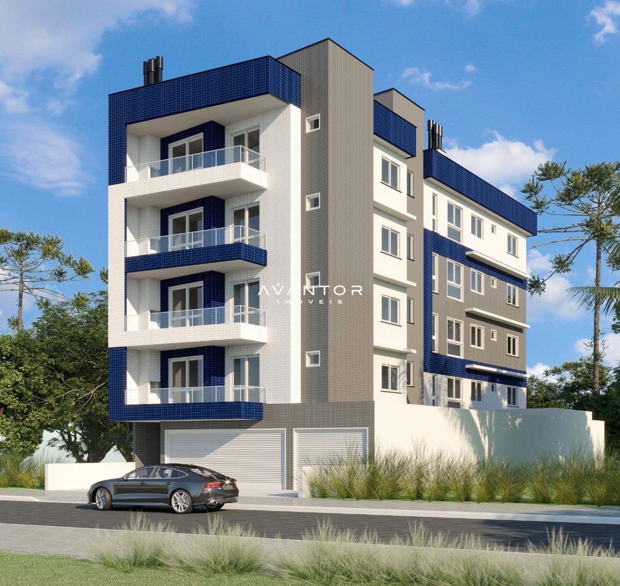 Fachada do prédio com sacadas — Apartamento com 1 quarto à venda no Edifício Luci, em Camobi, Santa Maria/RS