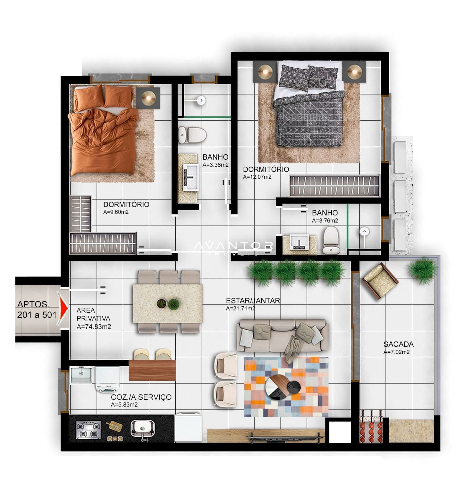 Apartamento com 2 quartos à venda no Residencial Grey, em Camobi, Santa Maria/RS — foto 8 de 8