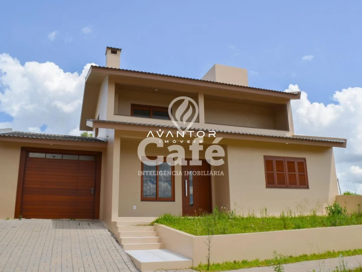 Fachada da casa com garagem — Casa com 3 quartos à venda no Viareggio Residence Club, em São José, Santa Maria/RS