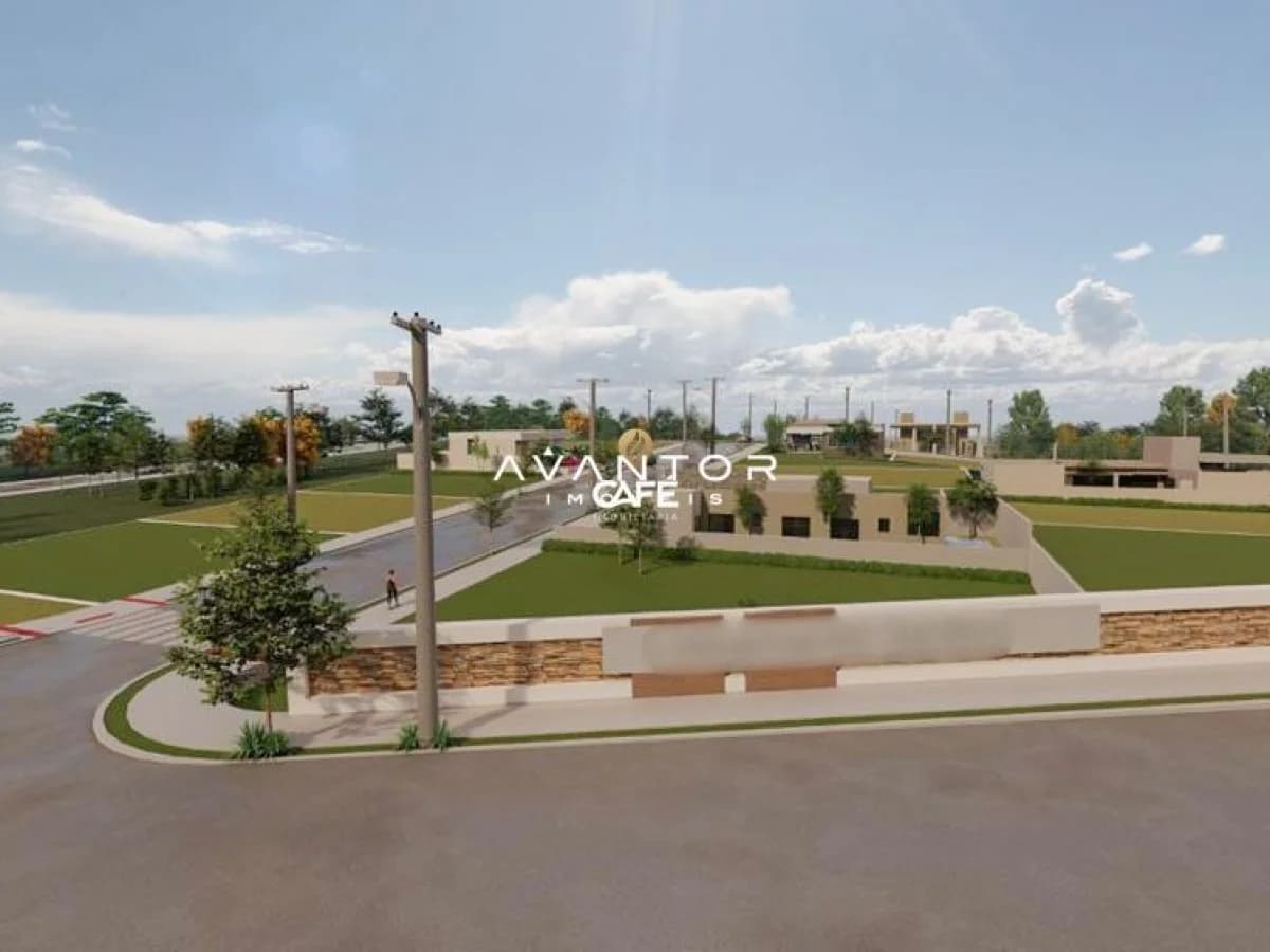 Fachada do empreendimento com áreas verdes — Terreno à venda no Loteamento JARDINS, em Tomazetti, Santa Maria/RS