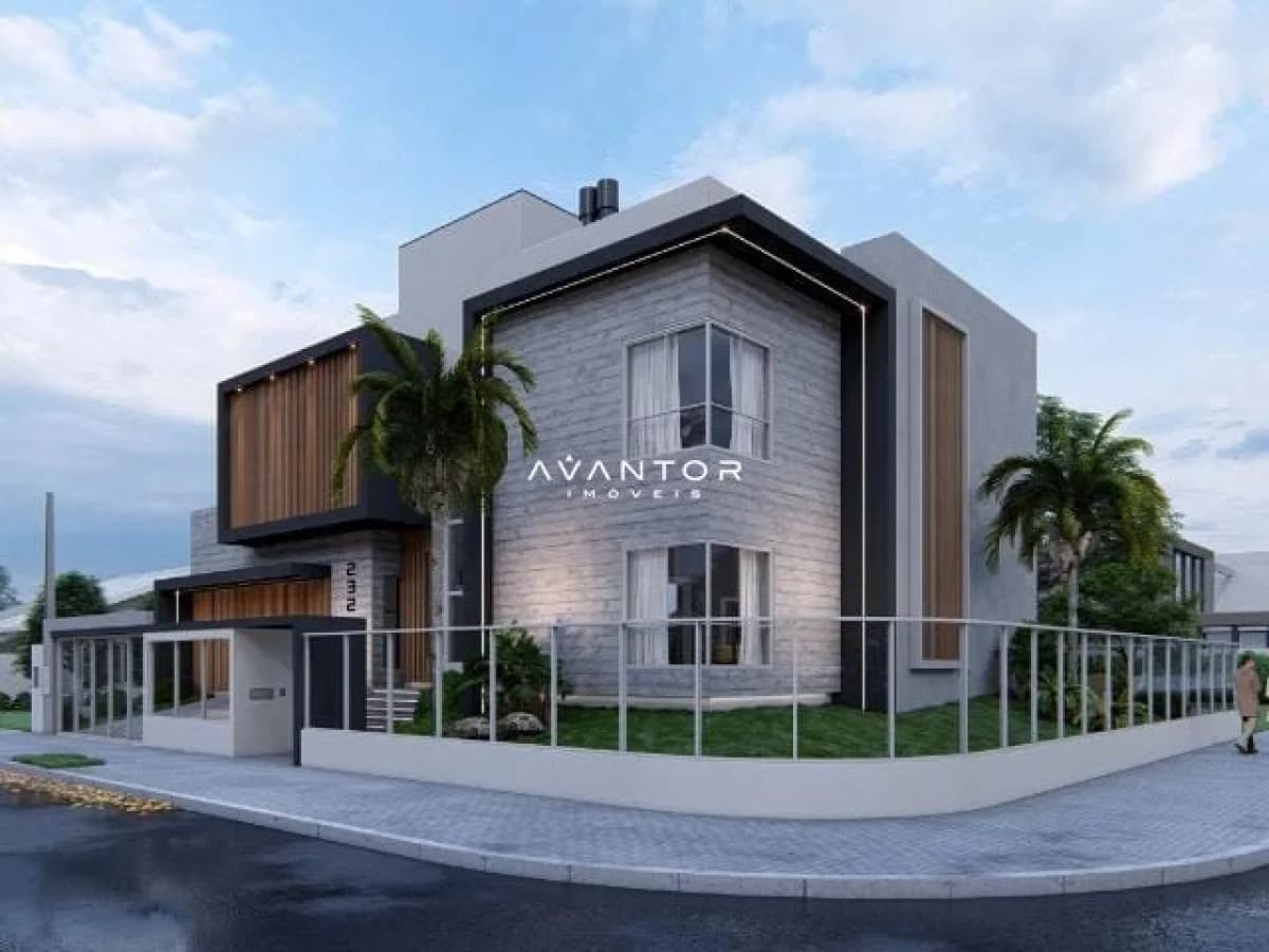 Fachada da casa com sacada — Casa com 3 quartos à venda no Terras de Santorini, em São José, Santa Maria/RS