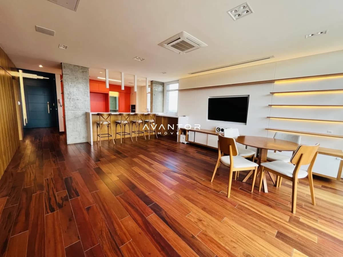 Sala integrada com cozinha e área de refeição — Apartamento com 3 quartos à venda em Nossa Senhora de Lourdes, Santa Maria/RS