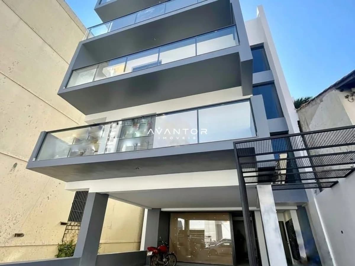 Fachada do prédio com sacadas — Studio com 1 quarto à venda no Residencial Living 154, em Centro, Santa Maria/RS