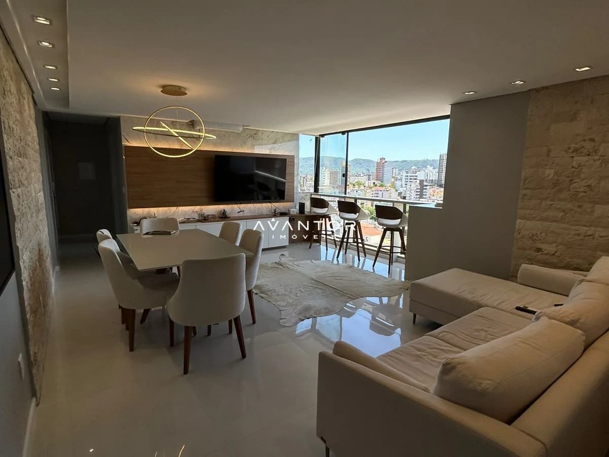 Sala de estar integrada com vista da cidade — Apartamento com 1 quarto à venda em Nossa Senhora Medianeira, Santa Maria/RS