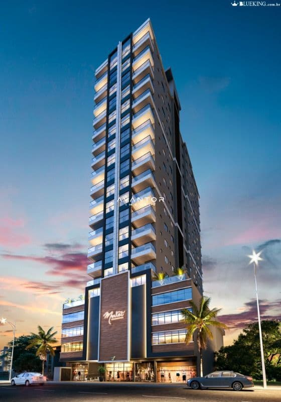 Fachada do prédio ao entardecer — Apartamento com 2 quartos à venda no Merlot Residencial, em Morretes - Zona 3, Itapema/SC
