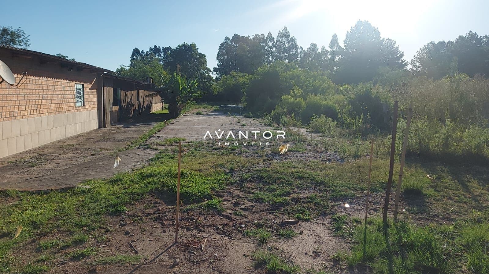 Terreno com construção e vegetação — Terreno à venda em Jardim Berleze, Santa Maria/RS