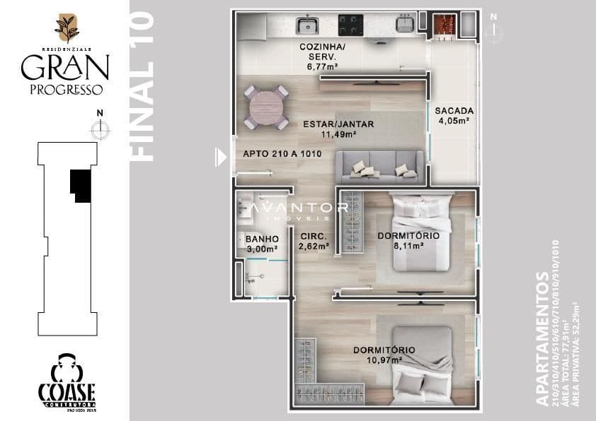 Apartamento com 2 quartos à venda no Residencial Gran Progresso, em Camobi, Santa Maria/RS — foto 4 de 7