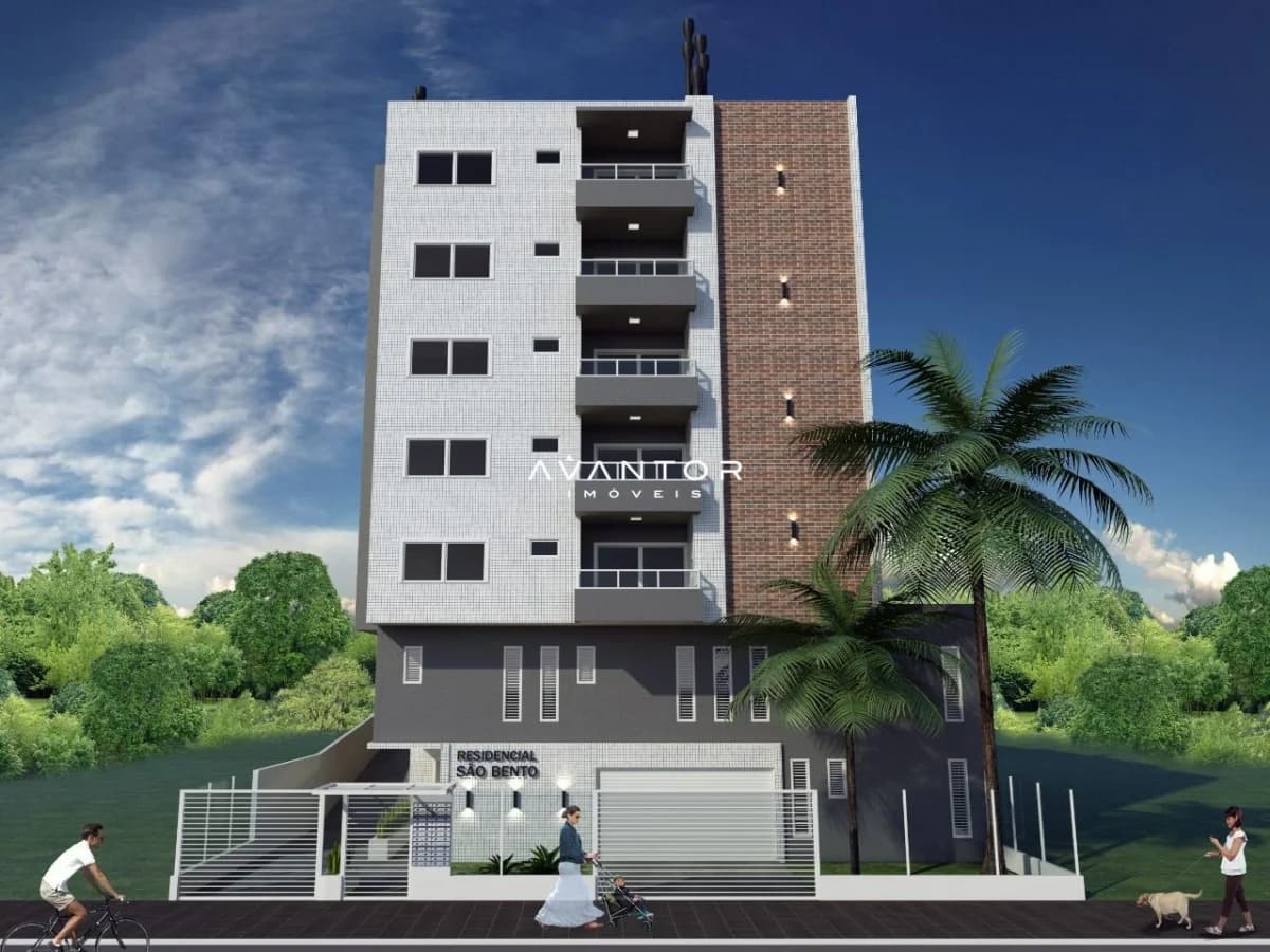Fachada do prédio com sacadas — Apartamento com 1 quarto à venda no Residencial Santa Helena, em Camobi, Santa Maria/RS
