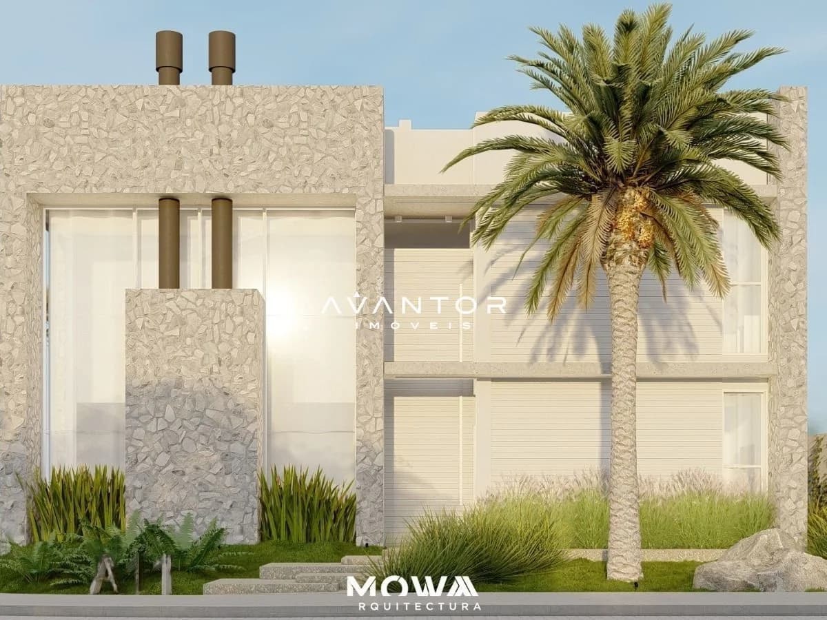 Fachada da casa com palmeira — Casa com 4 quartos à venda no Residencial Real Park, em Tomazetti, Santa Maria/RS