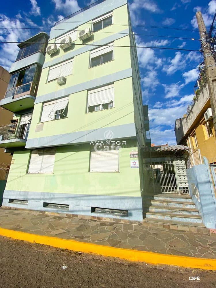 Fachada do prédio pintado em verde e branco — Studio com 1 quarto à venda em Nossa Senhora do Rosário, Santa Maria/RS