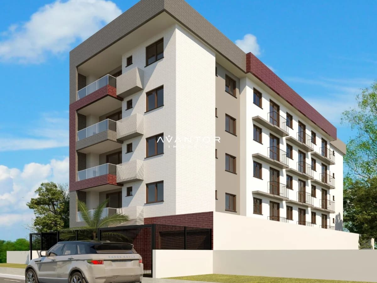 Fachada do prédio com sacadas — Apartamento com 1 quarto à venda no Residencial Grey, em Camobi, Santa Maria/RS