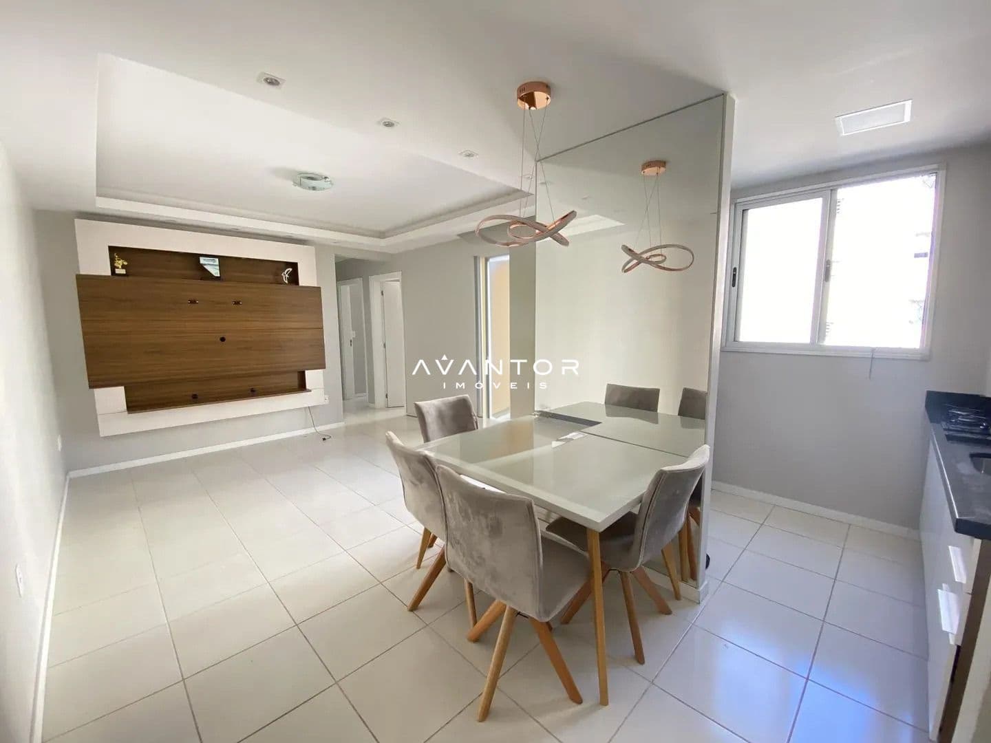 Sala de estar e jantar integradas com cozinha — Apartamento com 3 quartos à venda em Nossa Senhora Medianeira, Santa Maria/RS