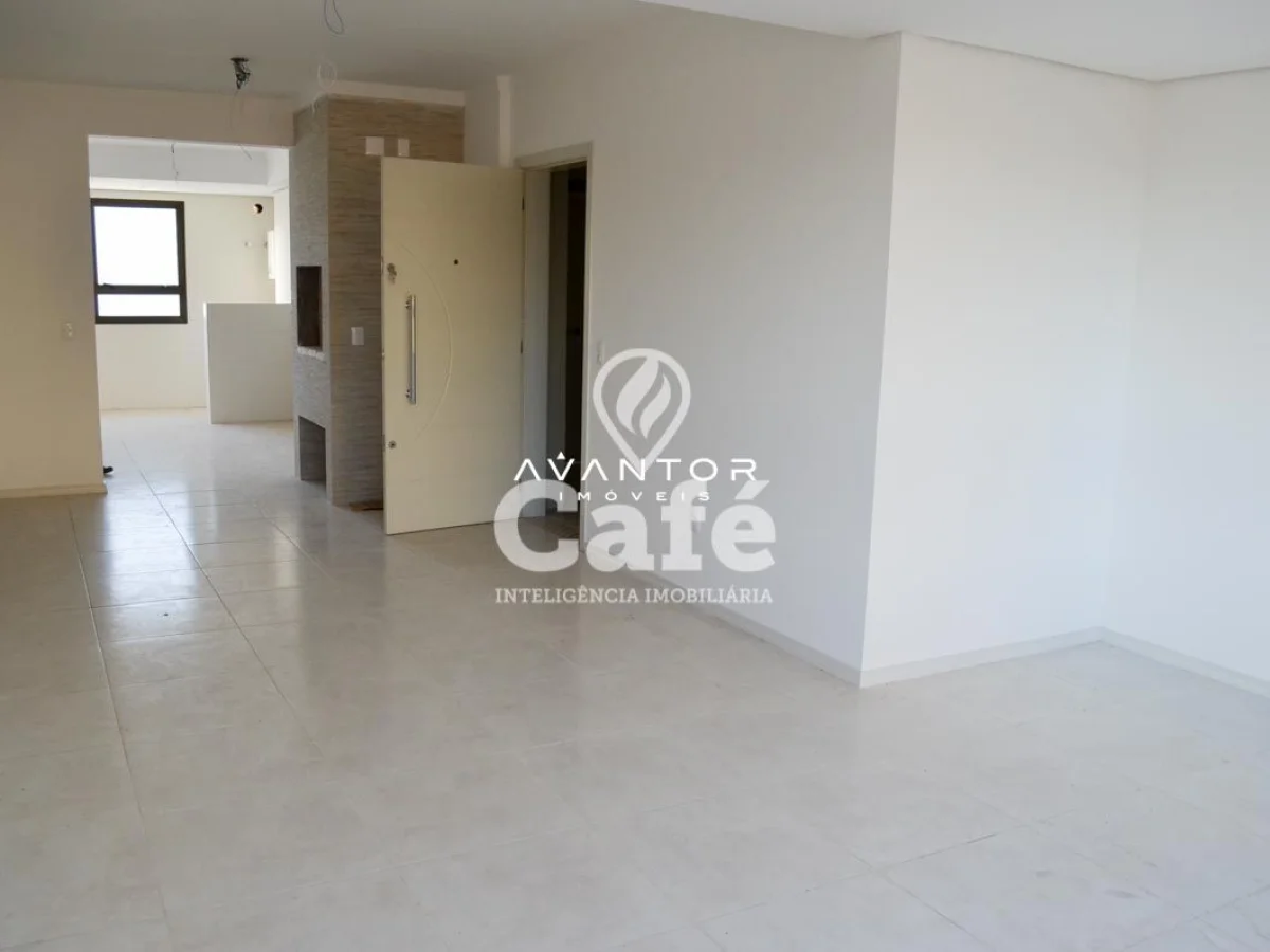 Sala integrada à cozinha com piso em porcelanato — Apartamento com 3 quartos à venda em Menino Jesus, Santa Maria/RS