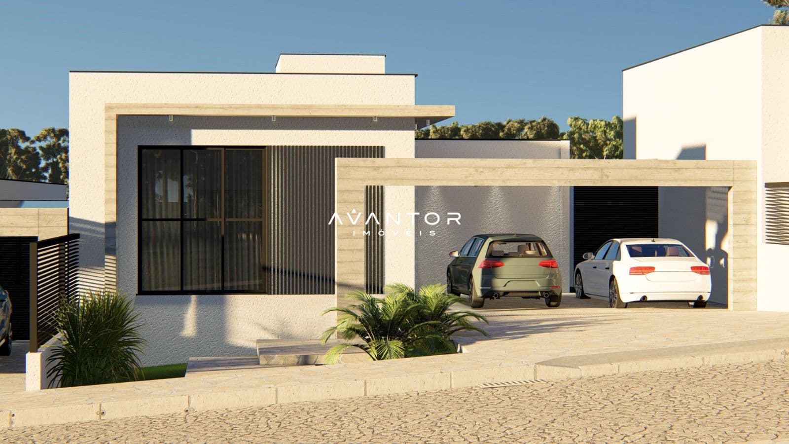 Fachada da casa com garagem — Casa com 3 quartos à venda em Diácono João Luiz Pozzobon, Santa Maria/RS