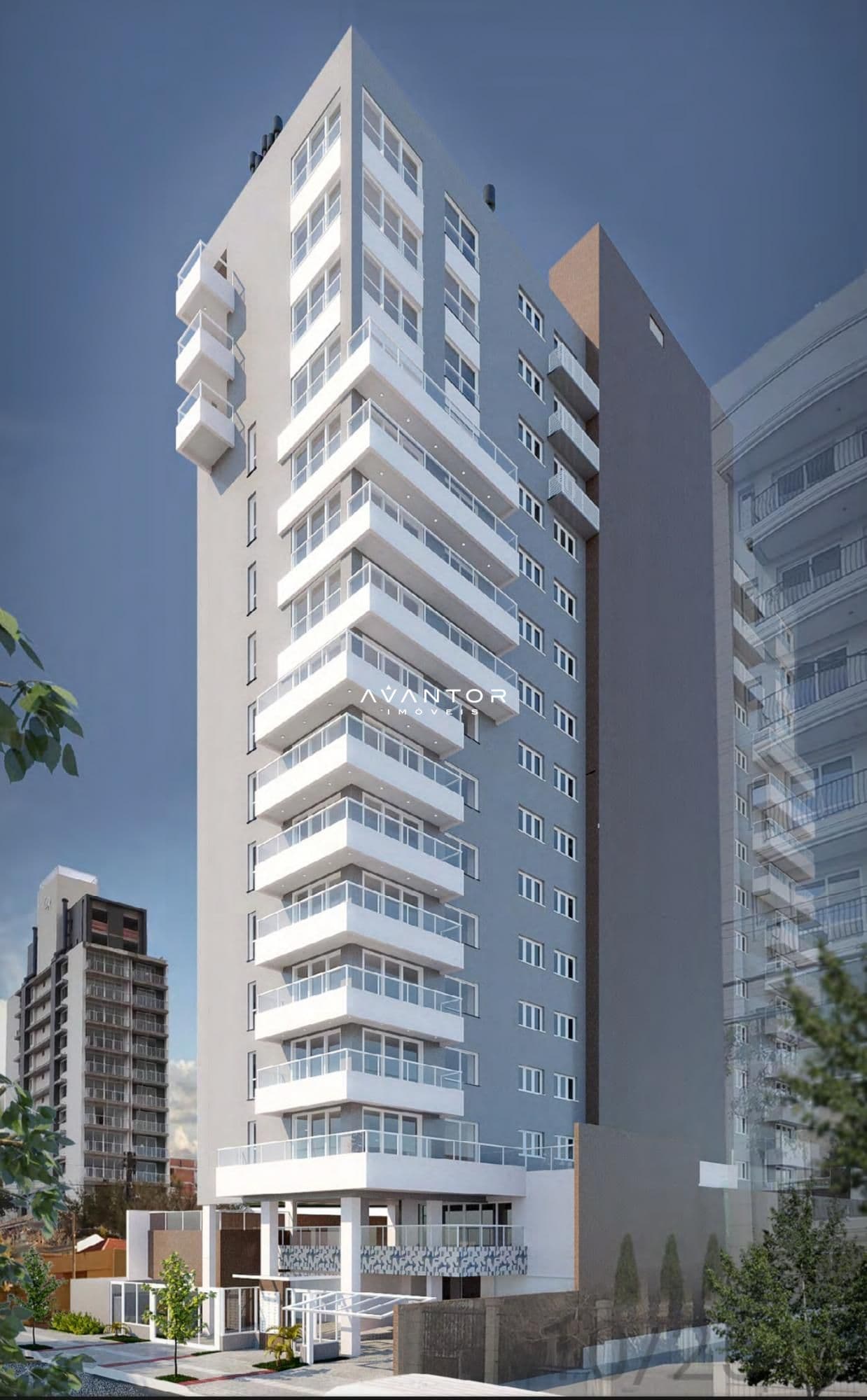 Fachada do prédio com sacadas — Apartamento com 3 quartos à venda em Nossa Senhora de Lourdes, Santa Maria/RS