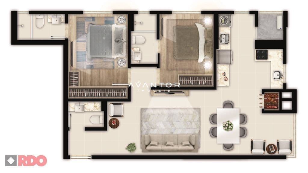Planta baixa do apto — Apartamento com 2 quartos à venda no Boulevard Royal, em Cento, Itapema/SC