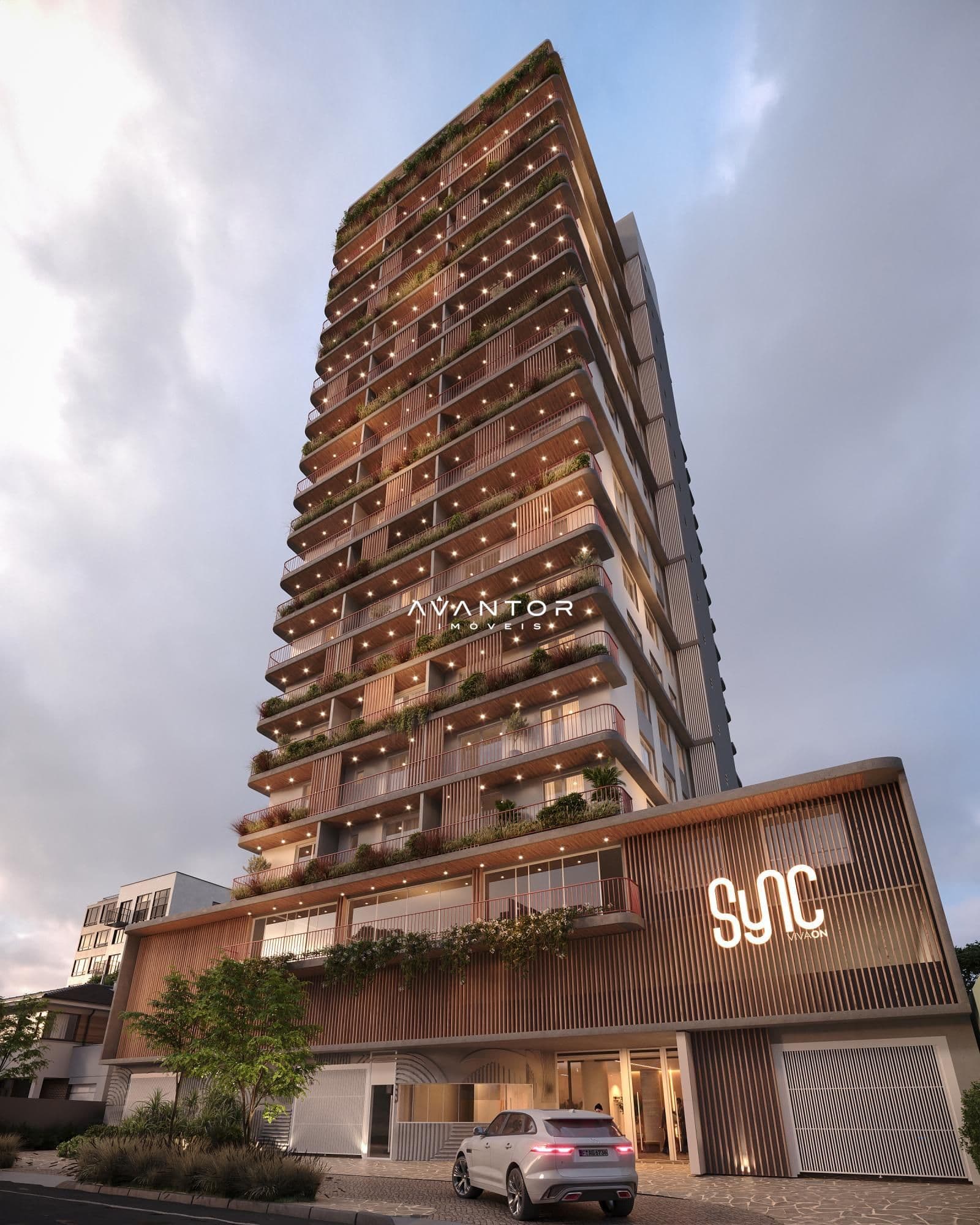 Fachada do edifício residencial com sacadas — Apartamento com 2 quartos à venda em Nossa Senhora de Fátima, Santa Maria/RS