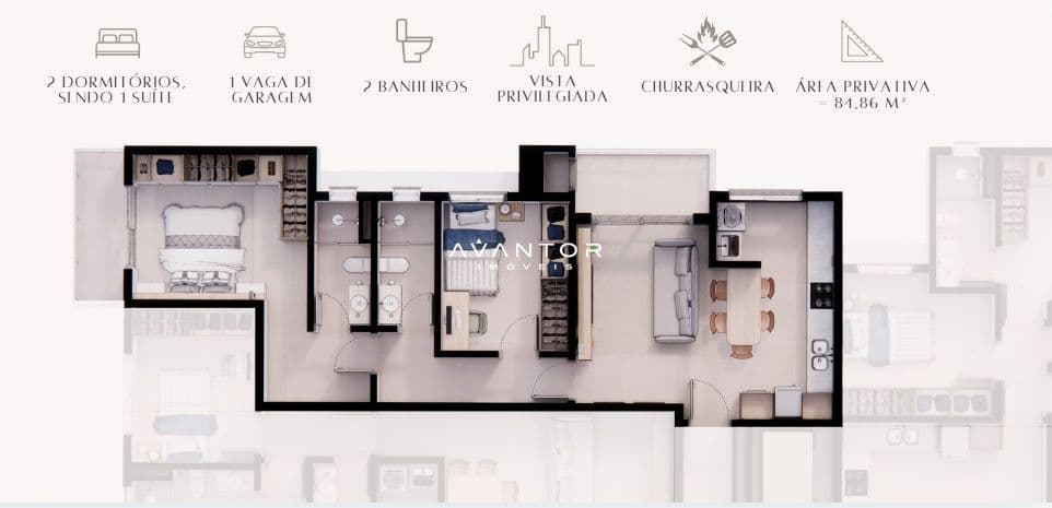 Apartamento com 2 quartos à venda no Residencial Vista do Bosque, em Nossa Senhora de Lourdes, Santa Maria/RS — foto 3 de 3