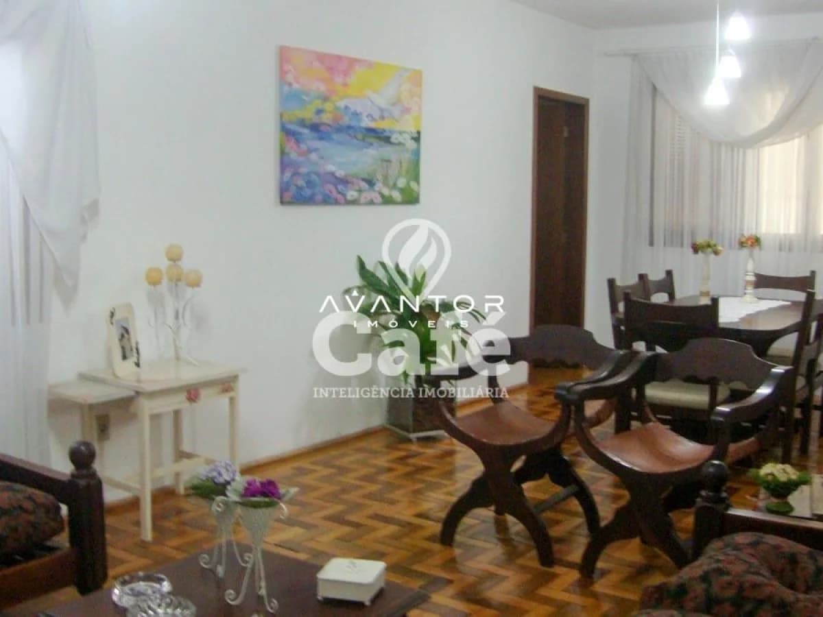 Sala de estar com piso em madeira — Edifício Galeria Rohde, Centro, Restinga Seca/RS