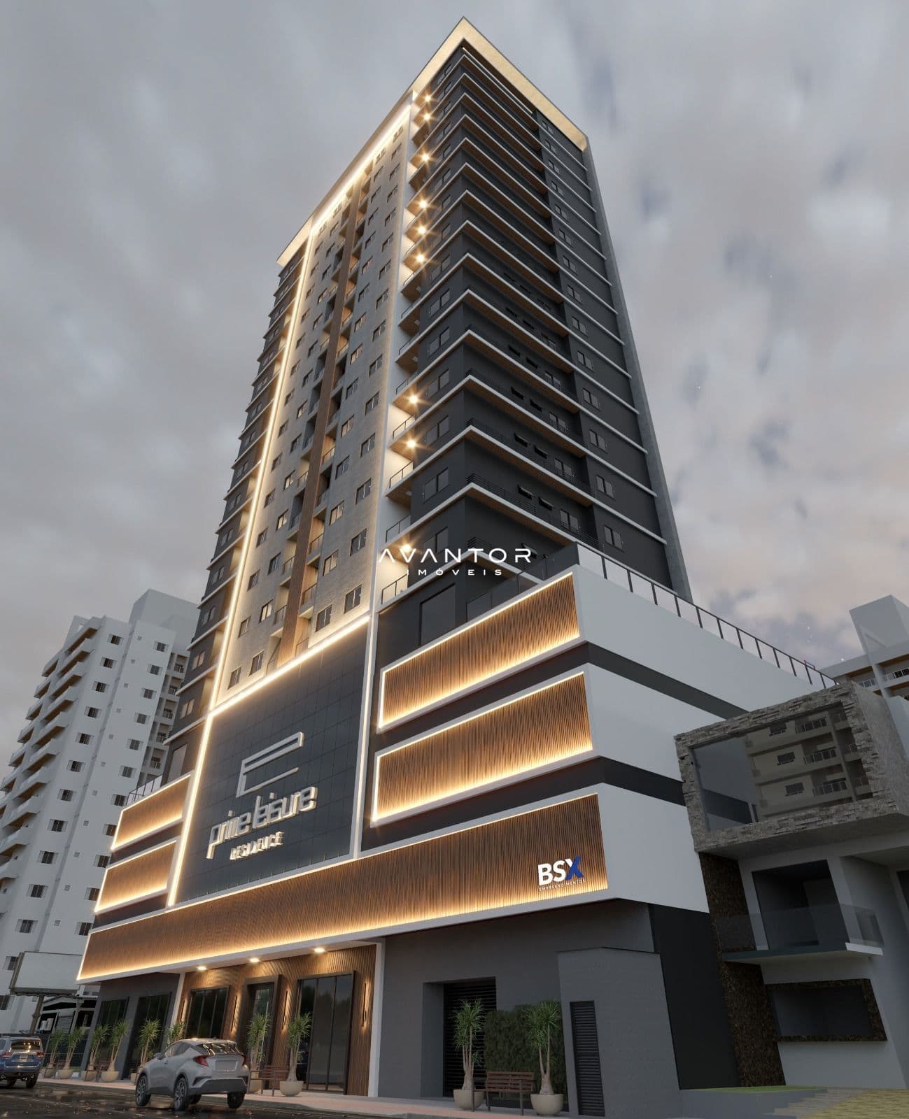 Fachada do prédio ao entardecer — Apartamento com 2 quartos à venda em Morretes - Zona 3, Itapema/SC