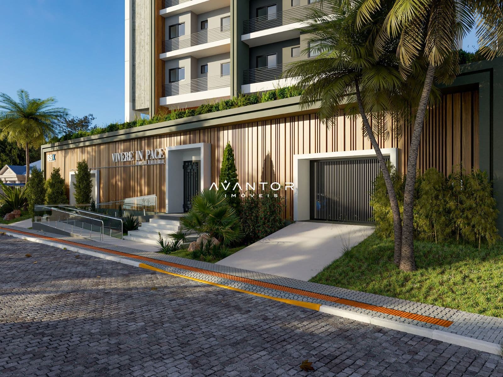 Fachada do prédio com acesso principal — Apartamento com 2 quartos à venda em Areias, Tijucas/SC