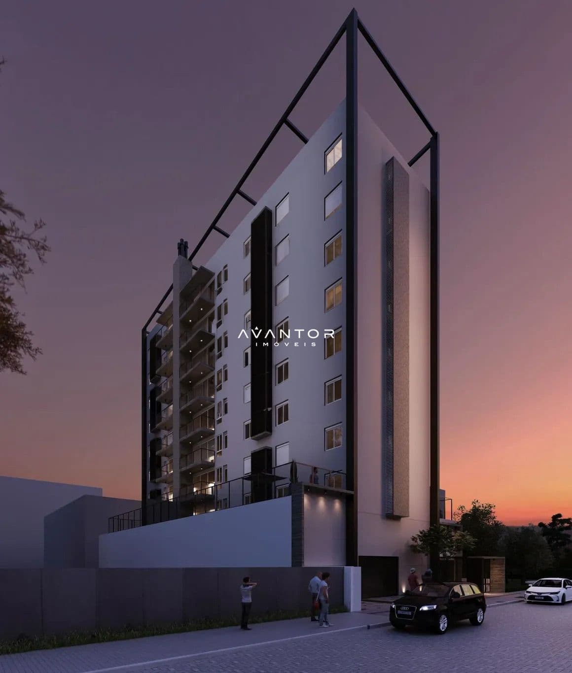 Fachada do prédio ao entardecer — Apartamento com 2 quartos à venda em Nossa Senhora das Dores, Santa Maria/RS