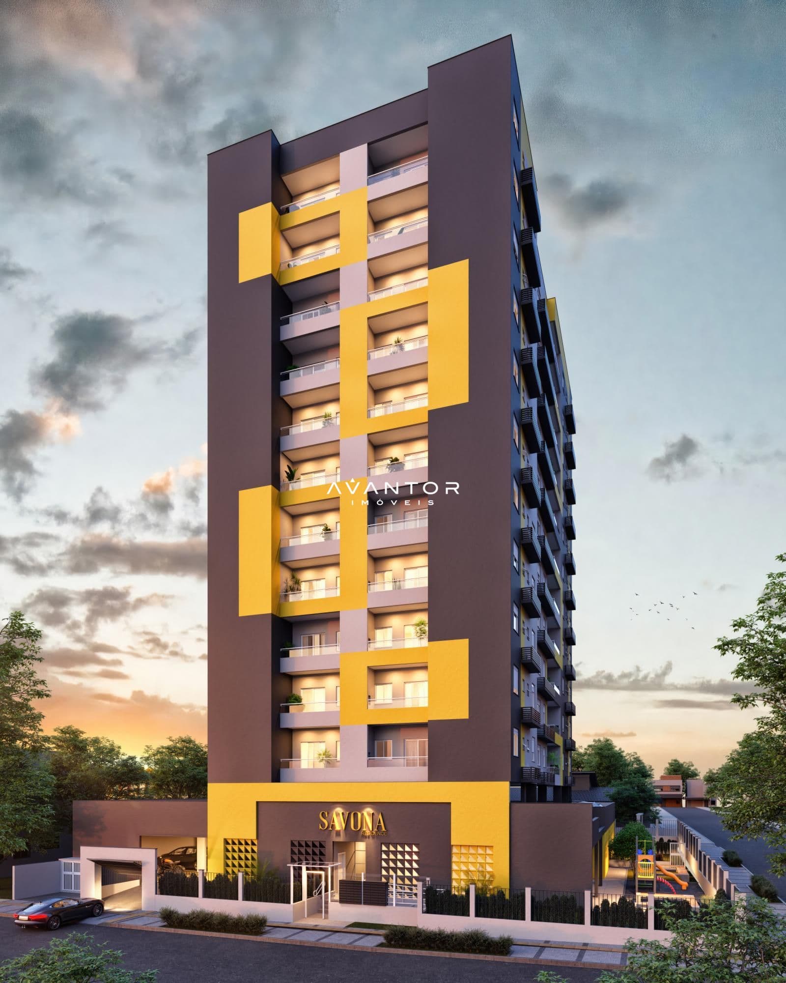Fachada do prédio com sacadas — Apartamento com 2 quartos à venda em Nossa Senhora do Rosário, Santa Maria/RS