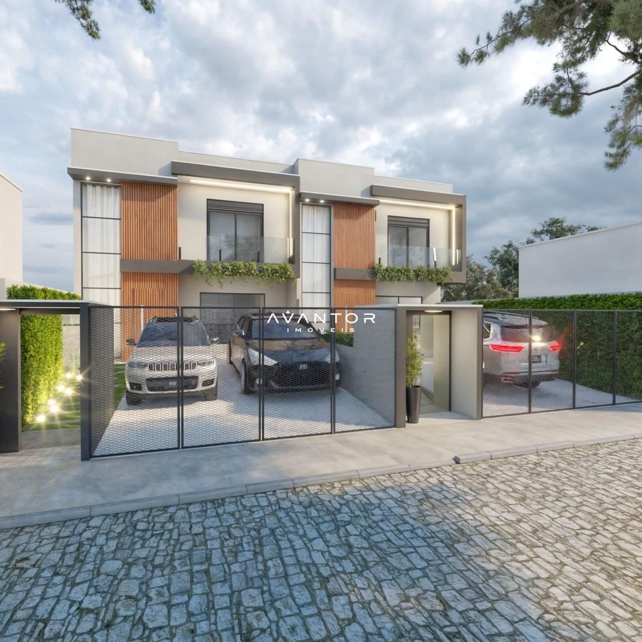 Fachada do prédio com garagem — Casa com 3 quartos à venda no Residencial Ouro Verde, em Pé de Plátano, Santa Maria/RS