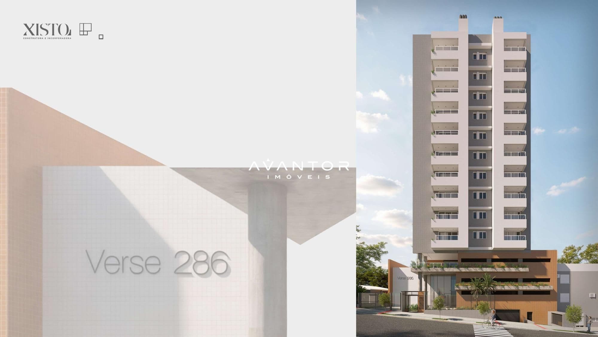 Fachada do prédio com entrada — Apartamento com 3 quartos à venda no Verse 286, em Nossa Senhora de Lourdes, Santa Maria/RS