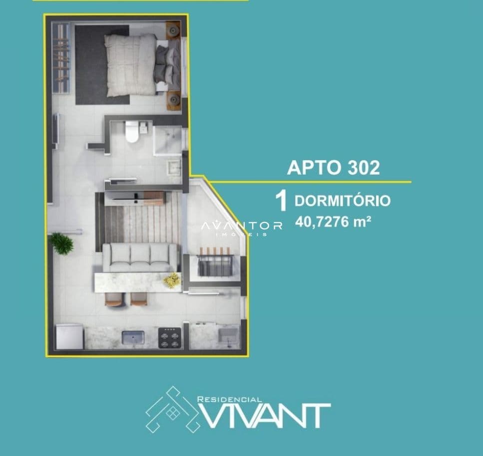 Apartamento com 1 quarto à venda no Residencial VIVANT, em Centro, Santa Maria/RS — foto 9 de 10