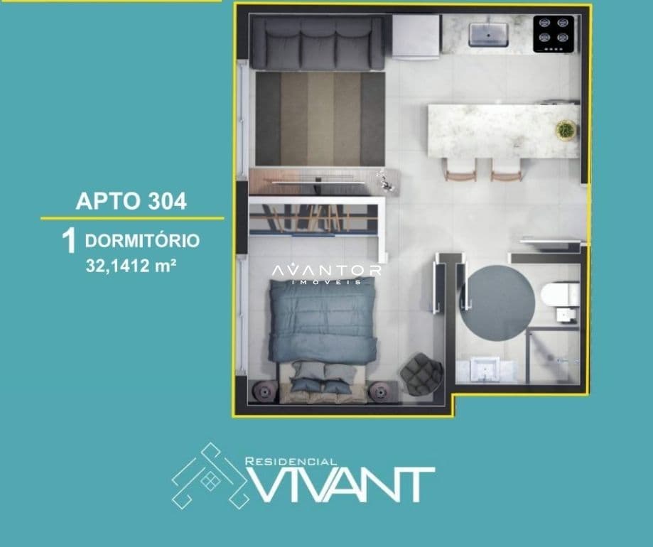 Apartamento com 1 quarto à venda no Residencial VIVANT, em Centro, Santa Maria/RS — foto 10 de 10