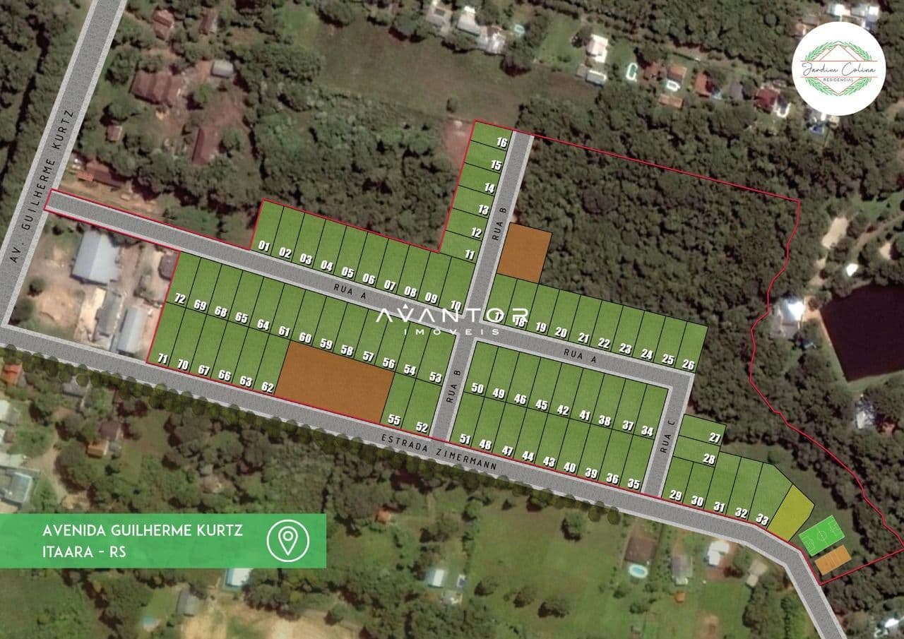 Planta baixa do terreno e loteamento — Terreno à venda no Residencial Jardim Colina, em Parque Serrano I, Itaara/RS