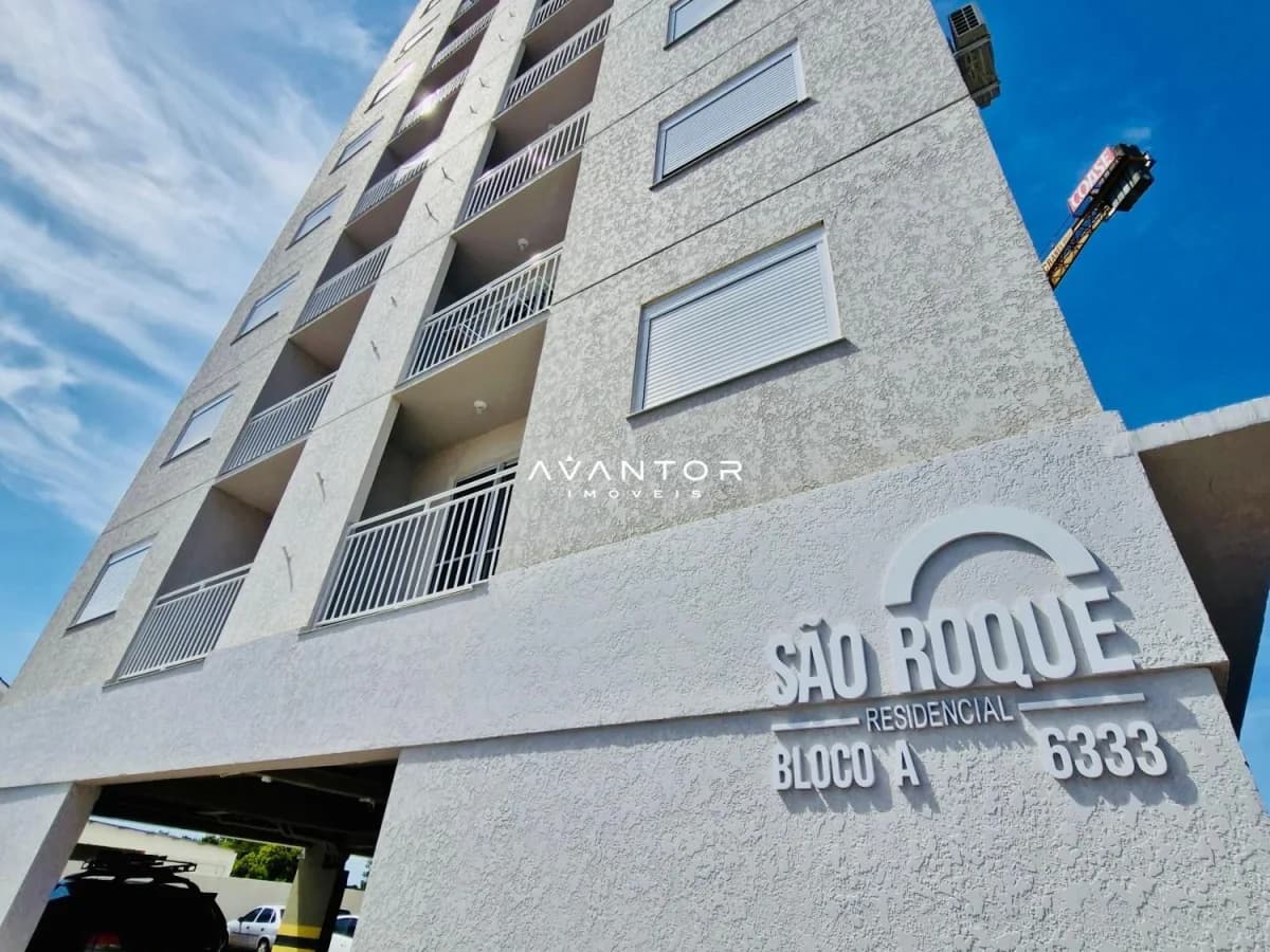 Fachada do prédio com sacadas — Apartamento com 1 quarto à venda no Residencial São Roque, em Camobi, Santa Maria/RS