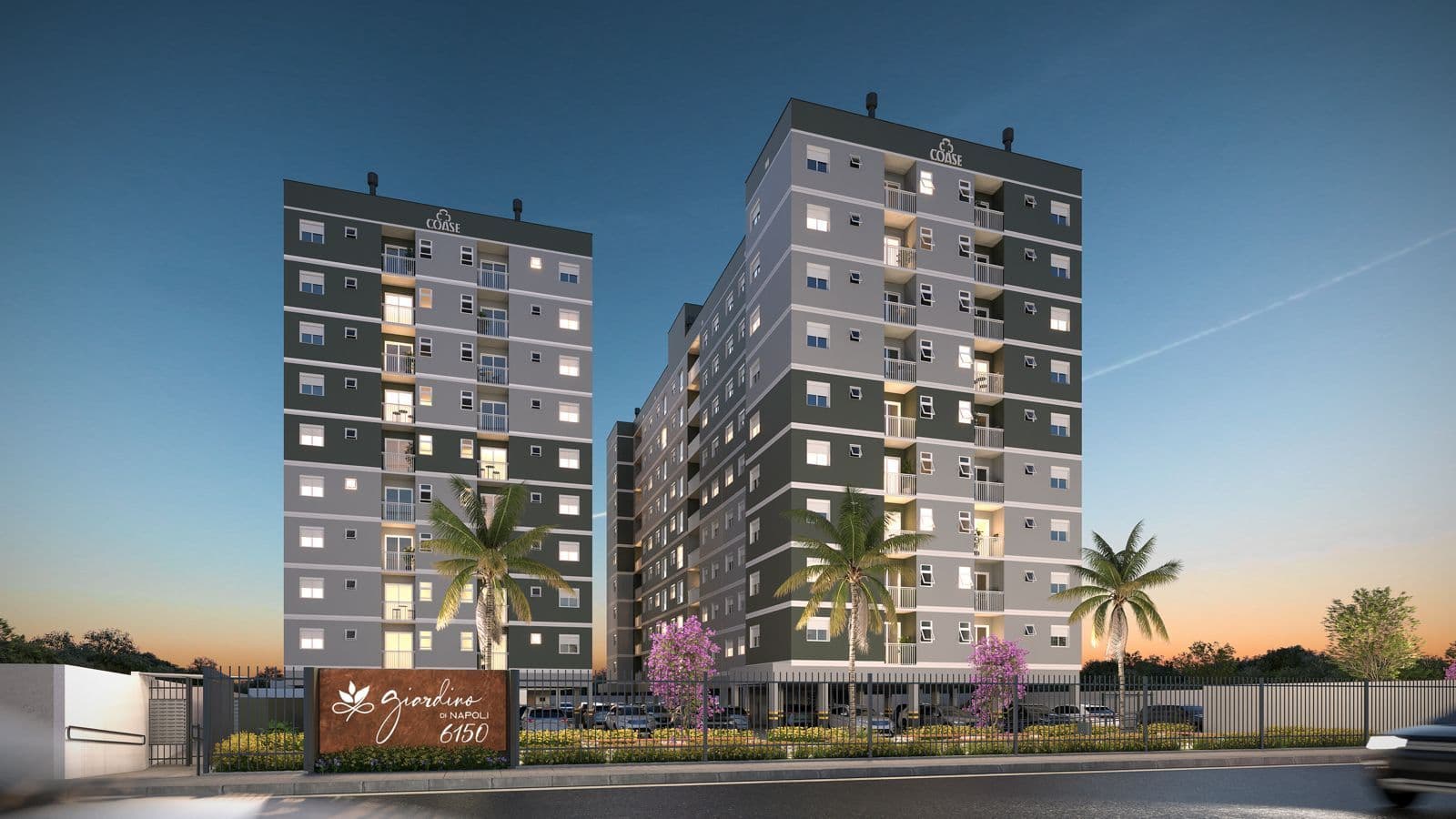 Fachada do prédio com sacadas — Apartamento com 2 quartos à venda em Camobi, Santa Maria/RS