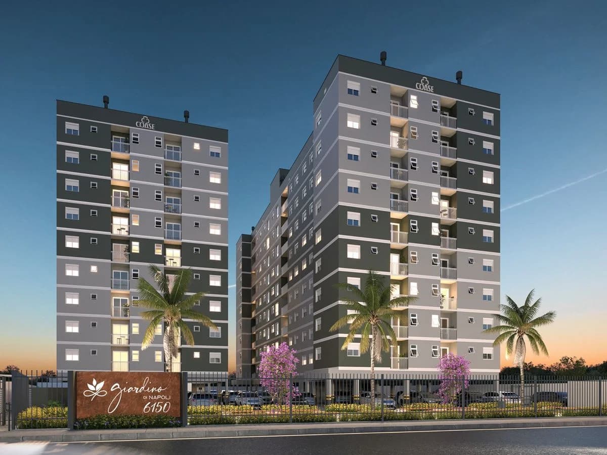 Fachada do prédio com sacadas — Apartamento com 2 quartos à venda em Camobi, Santa Maria/RS