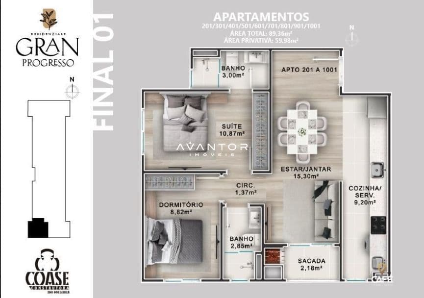 Apartamento com 2 quartos à venda no Residencial Gran Progresso, em Camobi, Santa Maria/RS — foto 3 de 7