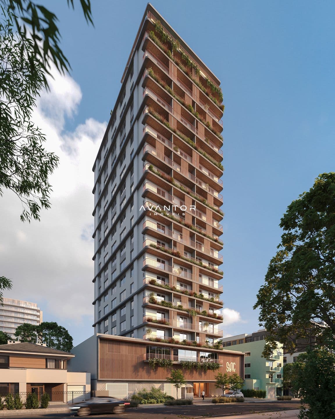 Fachada do prédio com sacadas — Apartamento com 2 quartos à venda em Nossa Senhora de Fátima, Santa Maria/RS