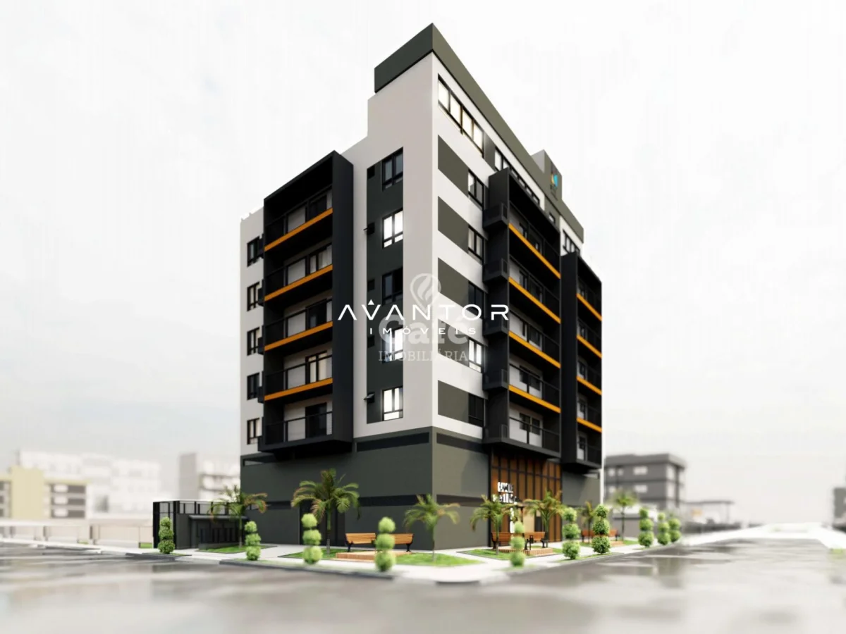 Fachada do prédio com sacadas — Apartamento com 1 quarto à venda no Camobi Smart Living, em Camobi, Santa Maria/RS