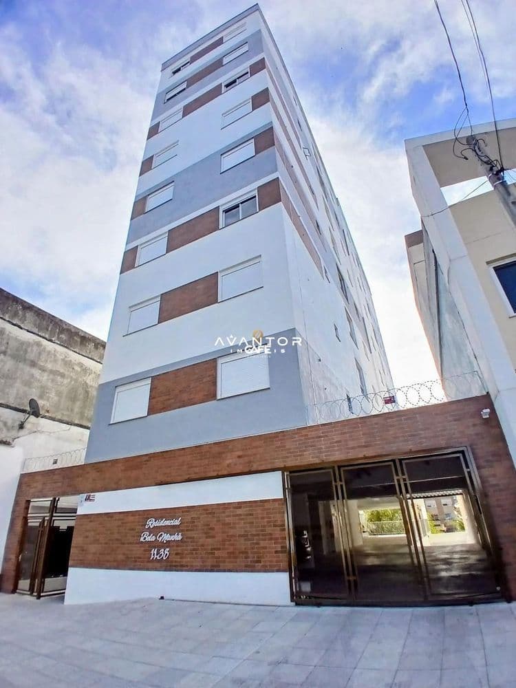 Fachada do prédio com sacada — Apartamento com 1 quarto à venda no Residencial Bela Manhã, em Bonfim, Santa Maria/RS